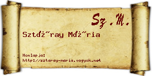 Sztáray Mária névjegykártya